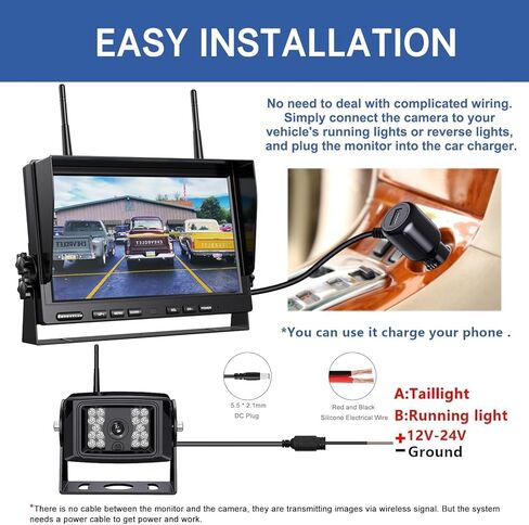 ZEROXCLUB 1080P Wireless Backup Camera System for RV Trailer Truck Camper,10 Inch DVR Monitor w/Recording IR Night Vision Digital Wireless Rear View Camera Adapter for Furrion Pre-Wired RVs,BW101SL in Kuwait