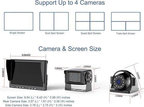 ZEROXCLUB 1080P Wireless Backup Camera System for RV Trailer Truck Camper,10 Inch DVR Monitor w/Recording IR Night Vision Digital Wireless Rear View Camera Adapter for Furrion Pre-Wired RVs,BW101SL in Kuwait