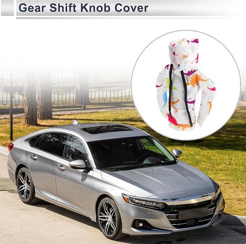 1 Pc Universal Gear Shift Knob Cover Automotive Manual Stick Shifting Handle Protector Dinosaur Hoodie Style White,Orange,Light Green Polyester in Saudi Arabia