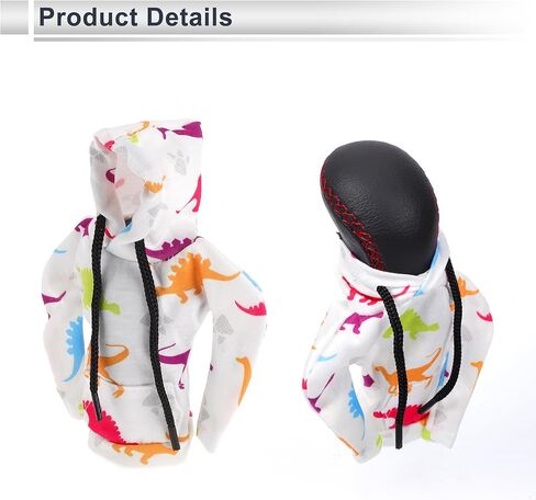 1 Pc Universal Gear Shift Knob Cover Automotive Manual Stick Shifting Handle Protector Dinosaur Hoodie Style White,Orange,Light Green Polyester in Saudi Arabia
