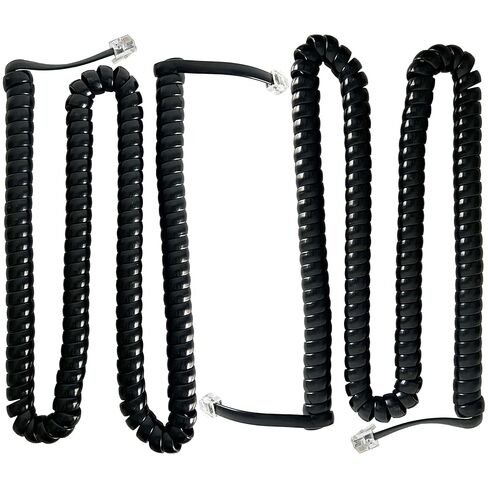 Telephone Wires, 2-Pack 6P6C RJ12 Coiled Cord, 2.6 ft (Unstretched) Male-to-Male Phone Cable for Landline, Modem, Fax, Office & Home (Black) in Saudi Arabia