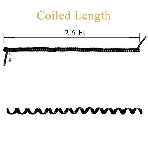 Telephone Wires, 2-Pack 6P6C RJ12 Coiled Cord, 2.6 ft (Unstretched) Male-to-Male Phone Cable for Landline, Modem, Fax, Office & Home (Black) in Saudi Arabia