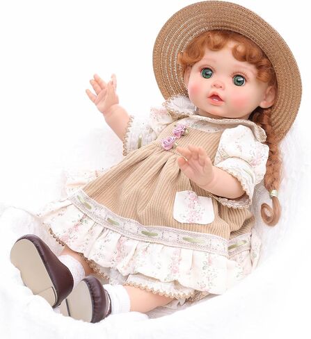 Reborn Baby Dolls – 18 Inch Realistic Reborn Toddler Doll Country-Inspired Girl with Braided Hair, Straw Hat & Floral Layered Dress, Gifts for 3+ Year Old Girls, Collectors in Saudi Arabia