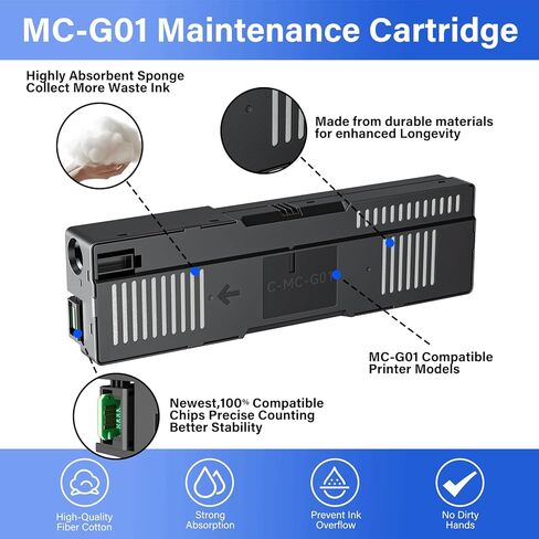 خرطوشة صيانة MC-G01 متوافقة مع طابعة Canon MAXIFY GX7021 GX6021 GX6010 GX7010 GX7020 GX6020 GX5020، خرطوشة صيانة MC-G01(SKU 4628C001) عبوة واحدة in Saudi Arabia