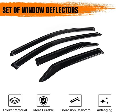 Tape on Window Visor Deflectors, Compatible with 2015-2017 Toyota Camry Sedan Only, Acrylic Smoke Tinted Slim Style Window Rain Guards, Sun Wind Side Vent Visor Set, 4 Pieces in Saudi Arabia