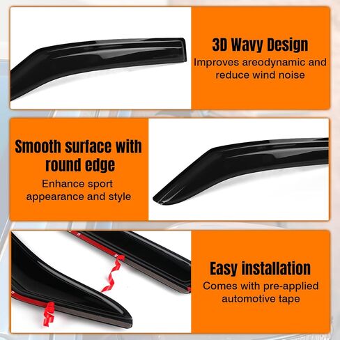 Tape on Window Visor Deflectors, Compatible with 2015-2017 Toyota Camry Sedan Only, Acrylic Smoke Tinted Slim Style Window Rain Guards, Sun Wind Side Vent Visor Set, 4 Pieces in Saudi Arabia