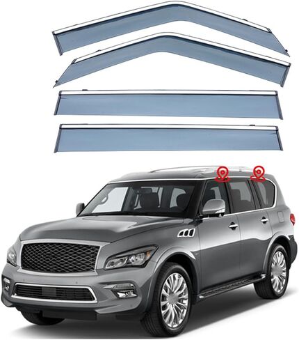 4 Pcs Rain Guards for Infiniti QX80 MK2-Z62 2011-2022 2023 2024, Rain Guards for Car Windows Side Window Deflectors Wind Vent Visors Accessories,A in Saudi Arabia