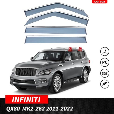 4 Pcs Rain Guards for Infiniti QX80 MK2-Z62 2011-2022 2023 2024, Rain Guards for Car Windows Side Window Deflectors Wind Vent Visors Accessories,A in Saudi Arabia
