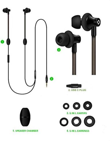 سماعات Aircom A3 Active Air Tube - سماعات أذن رياضية سلكية مقاومة للإشعاع مع تقنية تدفق الهواء للصوت للحصول على صوت ممتاز وحماية EMF - أصفر in Kuwait