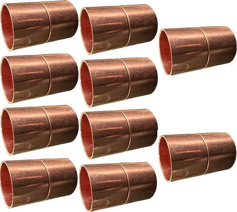 EZ-FLUID Plumbing 1-1/4" C X C LF Copper Coupling Pressure Copper Fitting With Roll Pipe Tube Stop,Sweat Solder Connection for Residential,Commercial. (1 Pack) in Saudi Arabia