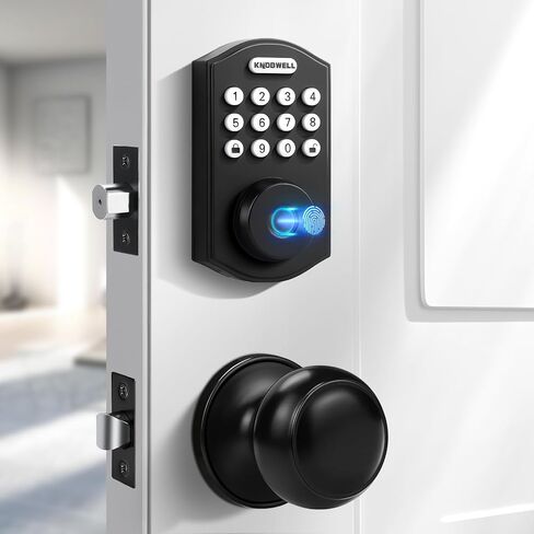 KNOBWELL Electronic Keypad Deadbolt with Door Knob, Keyless Entry Door Lock with Handle, Smart Lock for Front Door, APP Control Keypad Biometric Electronic Digital Door Lock in Saudi Arabia