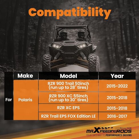 طقم رفع maxpeedingrods 2 بوصة لـ Polaris RZR 900 Trail 50 بوصة 2015-2022، RZR 900 XC 55 بوصة 2015-2018، RZR XC EPS 2015-2018، RZR Trail EPS FOX Edition LE 2016-2017، رمادي in Saudi Arabia