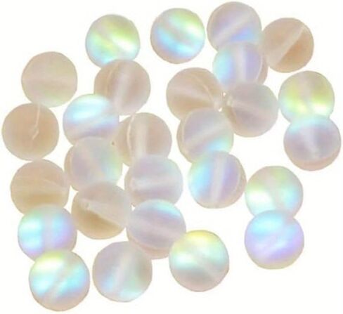 200 قطعة 8 مللي متر ماتي كريستال زجاج الخرز حورية البحر أورورا الخرز Moonstone الخرز حبة تشكيلات لصنع المجوهرات الفنون والحرف اليدوية in Saudi Arabia
