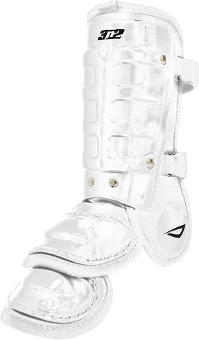 3N2 Batters Pro Clutch Leg Guard for Baseball or Fastpitch Softball, Fully Adjustable Shin, Ankle and Foot Protection, Quick-Release Buckles - Left Leg - White in Kuwait