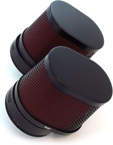 2 Pack Universal Black & Red High Flow Oval Air Filter Pods - 50mm Mount ID - Motorcycle ATV Scooter Mopeds in Saudi Arabia