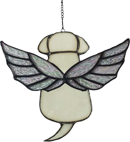 Stained Glass Angel Rainbow Wing Dog Memorial Gifts for Loss of Dog,Loss of Dog Sympathy Gift,Dog Suncathers for Pet Menmorial Gifts Dog Bereavement Gifts (Black) in Kuwait