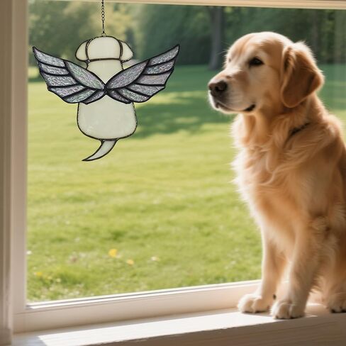 Stained Glass Angel Rainbow Wing Dog Memorial Gifts for Loss of Dog,Loss of Dog Sympathy Gift,Dog Suncathers for Pet Menmorial Gifts Dog Bereavement Gifts (Black) in Kuwait