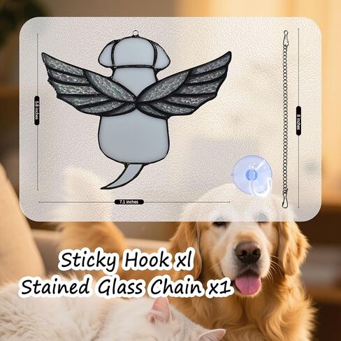 Stained Glass Angel Rainbow Wing Dog Memorial Gifts for Loss of Dog,Loss of Dog Sympathy Gift,Dog Suncathers for Pet Menmorial Gifts Dog Bereavement Gifts (Black) in Kuwait