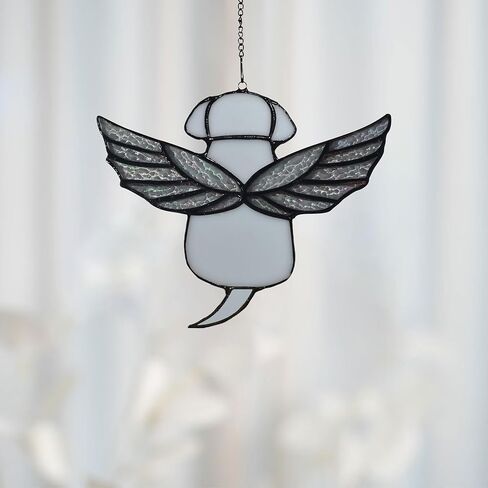 Stained Glass Angel Rainbow Wing Dog Memorial Gifts for Loss of Dog,Loss of Dog Sympathy Gift,Dog Suncathers for Pet Menmorial Gifts Dog Bereavement Gifts (Black) in Kuwait