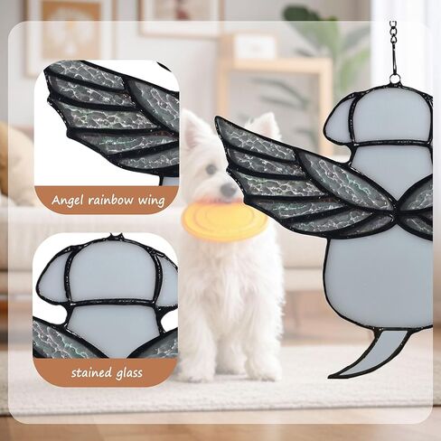 Stained Glass Angel Rainbow Wing Dog Memorial Gifts for Loss of Dog,Loss of Dog Sympathy Gift,Dog Suncathers for Pet Menmorial Gifts Dog Bereavement Gifts (Black) in Kuwait