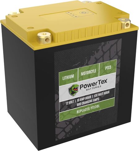بطارية ليثيوم Powertex للدراجات النارية PTX1 تحل محل YTX4L-BS، YTX5L-BS، YTX7L-BS، YTZ5S، YTZ7S، وYTZ8V - BMS، 210 CCA، تشغيل داخلي، تصميم 4 محطات، أداء عالي وبطارية خفيفة الوزن in Saudi Arabia
