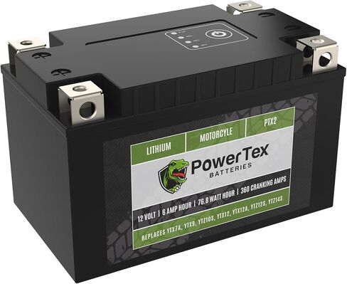 بطارية ليثيوم Powertex للدراجات النارية PTX1 تحل محل YTX4L-BS، YTX5L-BS، YTX7L-BS، YTZ5S، YTZ7S، وYTZ8V - BMS، 210 CCA، تشغيل داخلي، تصميم 4 محطات، أداء عالي وبطارية خفيفة الوزن in Kuwait