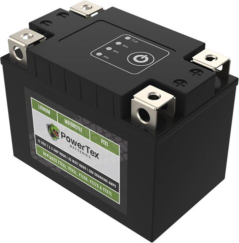بطارية ليثيوم Powertex للدراجات النارية PTX1 تحل محل YTX4L-BS، YTX5L-BS، YTX7L-BS، YTZ5S، YTZ7S، وYTZ8V - BMS، 210 CCA، تشغيل داخلي، تصميم 4 محطات، أداء عالي وبطارية خفيفة الوزن in Saudi Arabia