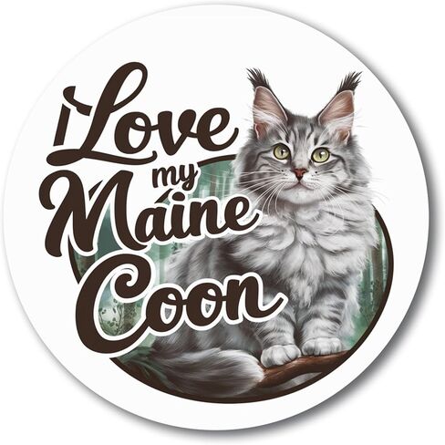 Magnet Me Up I Love My Maine Coon مغناطيس سيارة للقطط واقعي رائع، مستدير 5 بوصة، مغناطيس ثلاجة لطيف، أظهر حبك لأصدقاء القطط، أي سطح مغناطيسي، هدية لمحبي القطط، صُنع في الولايات المتحدة الأمريكية in Saudi Arabia