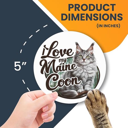 Magnet Me Up I Love My Maine Coon مغناطيس سيارة للقطط واقعي رائع، مستدير 5 بوصة، مغناطيس ثلاجة لطيف، أظهر حبك لأصدقاء القطط، أي سطح مغناطيسي، هدية لمحبي القطط، صُنع في الولايات المتحدة الأمريكية in Saudi Arabia