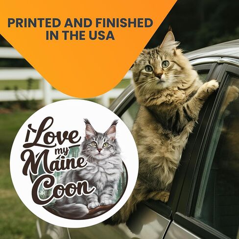 Magnet Me Up I Love My Maine Coon مغناطيس سيارة للقطط واقعي رائع، مستدير 5 بوصة، مغناطيس ثلاجة لطيف، أظهر حبك لأصدقاء القطط، أي سطح مغناطيسي، هدية لمحبي القطط، صُنع في الولايات المتحدة الأمريكية in Saudi Arabia