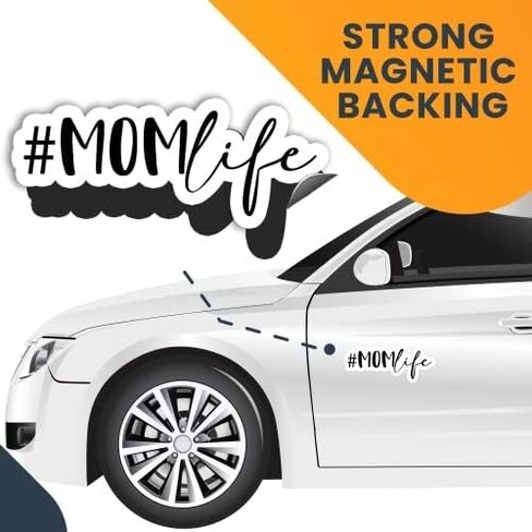 Magnet Me Up #Momlife Magnet Decal - 3x8 Inch Heavy-Duty Magnetic Car Sign for SUV, Truck, Fridge, or Office - Durable UV Printed Vinyl - Express Love, Idea - Made in The USA in Saudi Arabia