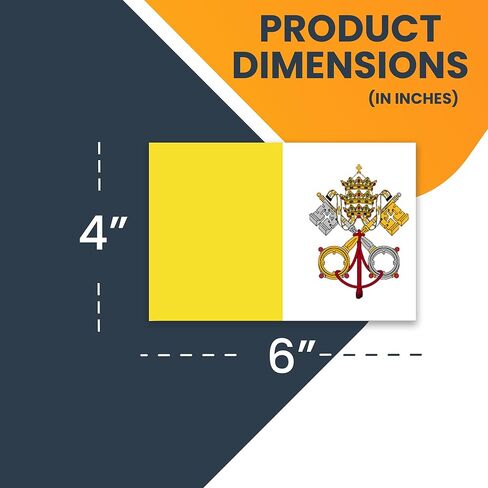 ملصق مغناطيسي للسيارة Magnet Me Up The Vatican علم مدينة الفاتيكان، مقاس 4x6 بوصة، مغناطيس سيارات شديد التحمل للسيارة والشاحنات وسيارات الدفع الرباعي in Kuwait