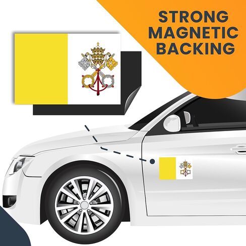 ملصق مغناطيسي للسيارة Magnet Me Up The Vatican علم مدينة الفاتيكان، مقاس 4x6 بوصة، مغناطيس سيارات شديد التحمل للسيارة والشاحنات وسيارات الدفع الرباعي in Kuwait