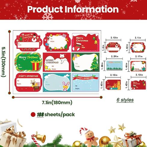 120 قطعة من بطاقات هدايا عيد الميلاد للنساء والرجال، بطاقات هدايا ورقية لتزيين عيد الميلاد، ملصقات هدايا ذاتية اللصق، ملصقات اسم هدايا العطلات لتزيين ورق الهدايا/التغليف in Kuwait