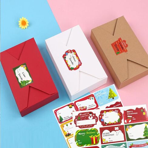 120 قطعة من بطاقات هدايا عيد الميلاد للنساء والرجال، بطاقات هدايا ورقية لتزيين عيد الميلاد، ملصقات هدايا ذاتية اللصق، ملصقات اسم هدايا العطلات لتزيين ورق الهدايا/التغليف in Kuwait