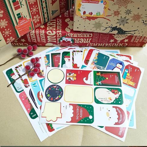 120 قطعة من بطاقات هدايا عيد الميلاد للنساء والرجال، بطاقات هدايا ورقية لتزيين عيد الميلاد، ملصقات هدايا ذاتية اللصق، ملصقات اسم هدايا العطلات لتزيين ورق الهدايا/التغليف in Kuwait