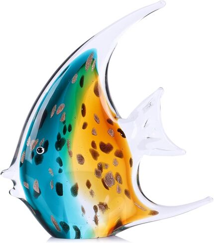 XMGZQ تماثيل الأسماك الزجاجية الزرقاء، تماثيل الأسماك الاستوائية المصنوعة يدويًا من الزجاج المنفوخ، تماثيل زجاجية لديكور المنزل، تماثيل زجاجية للحياة البحرية، مجموعة حيوانات بحرية لهدية عيد الميلاد، منحوتة زجاجية in Kuwait