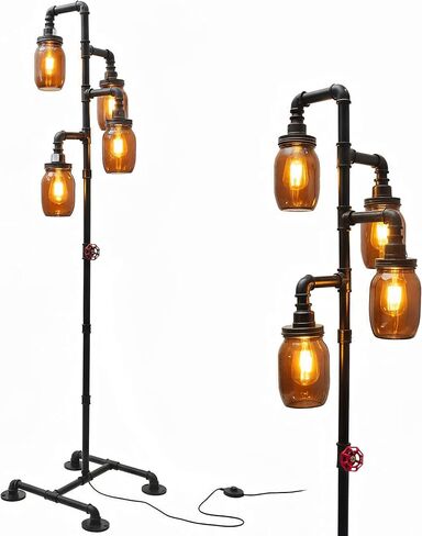 Steampunk Floor Lamp - Industrial Water Pipe Floor Lamp, Suitable for Living Room and Dining Room（Bulbs Not Included） in Saudi Arabia