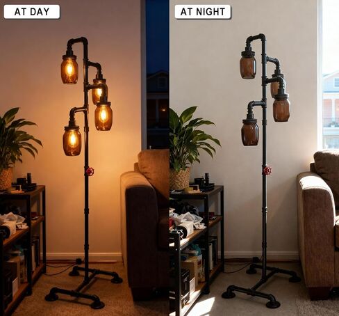 Steampunk Floor Lamp - Industrial Water Pipe Floor Lamp, Suitable for Living Room and Dining Room（Bulbs Not Included） in Saudi Arabia