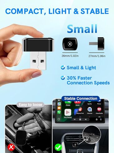 محول CarPlay اللاسلكي ومحول Android Auto اللاسلكي، محول Apple Carplay اللاسلكي 2 في 1، ترقية التوصيل والتشغيل دونجل يحول السلكي إلى لاسلكي للسيارات مع وظيفة CarPlay في المصنع 2016+ in Kuwait