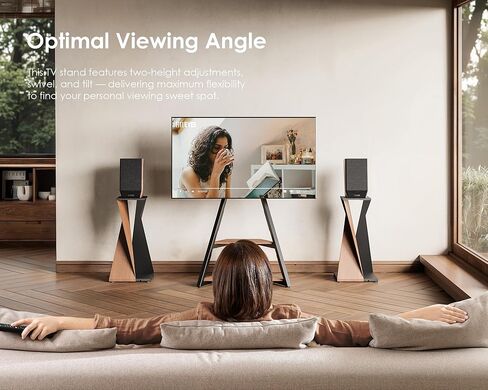 حامل تلفزيون زاوية بتصميم FITUEYES لأجهزة تلفزيون 32 43 50 55 65 بوصة، حامل تلفزيون على الأرض للمساحات الصغيرة، عربة تلفزيون متدحرجة لشاشات LCD/LED المنحنية المسطحة، حوامل تلفزيون لغرفة المعيشة الحديثة، سلسلة إيفل، طبيعة in Kuwait