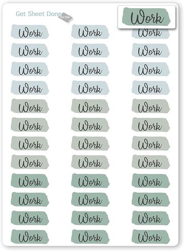 Work Day Planner Stickers / 36 Vinyl Stickers (Approx 1") / Highlighted Text Script/Life Schedule in Kuwait