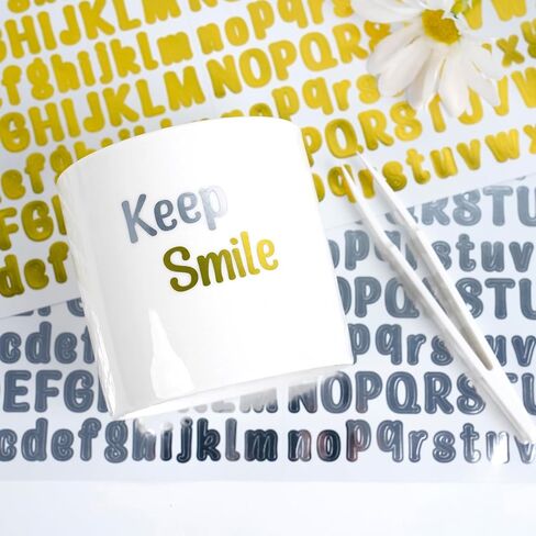 1876 Pcs Gold and Silver Letter Stickers Number Stickers 8 Sheets Self Adhesive Letters Decals for Water Bottle Cup, Notebook, Bedroom Decor 0.5 Inch in Saudi Arabia