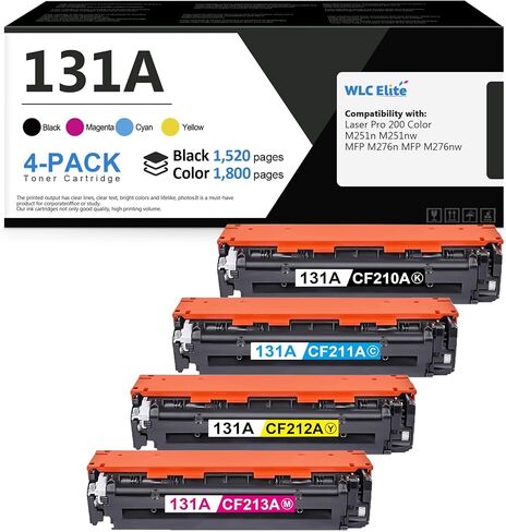خرطوشة حبر 131A 4 عبوات CF210A CF211A CF212A CF213A بديلة لخرطوشة حبر HP 131A Laser Pro 200 Color MFP M276nw MFP M276n M251nw M251n Printer 1K/1C/1M1/Y in Kuwait