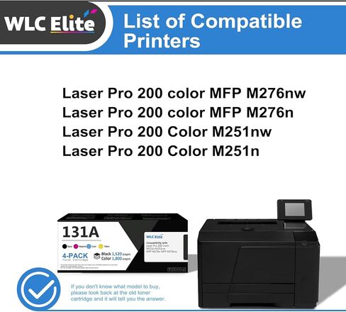 خرطوشة حبر 131A 4 عبوات CF210A CF211A CF212A CF213A بديلة لخرطوشة حبر HP 131A Laser Pro 200 Color MFP M276nw MFP M276n M251nw M251n Printer 1K/1C/1M1/Y in Kuwait