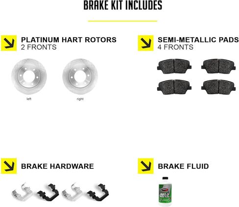 Hart Brakes Front Brakes and Rotors Kit |Front Brake Pads| Brake Rotors and Pads| Semi Metallic Brake Pads and Rotors| Hardware Kit - RBB1.76084.43 in Saudi Arabia