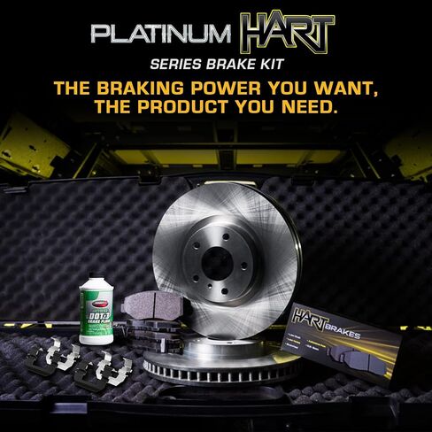 Hart Brakes Front Brakes and Rotors Kit |Front Brake Pads| Brake Rotors and Pads| Semi Metallic Brake Pads and Rotors| Hardware Kit - RBB1.76084.43 in Saudi Arabia