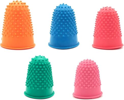 5pcs Rubber Finger Thimbles, 5 Different Sizes Colors Finger Protector Covers Reusable Pads Grips for Paperwork Cutting Embroidery Money Counting Crafts in Saudi Arabia
