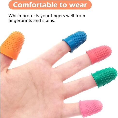5pcs Rubber Finger Thimbles, 5 Different Sizes Colors Finger Protector Covers Reusable Pads Grips for Paperwork Cutting Embroidery Money Counting Crafts in Saudi Arabia