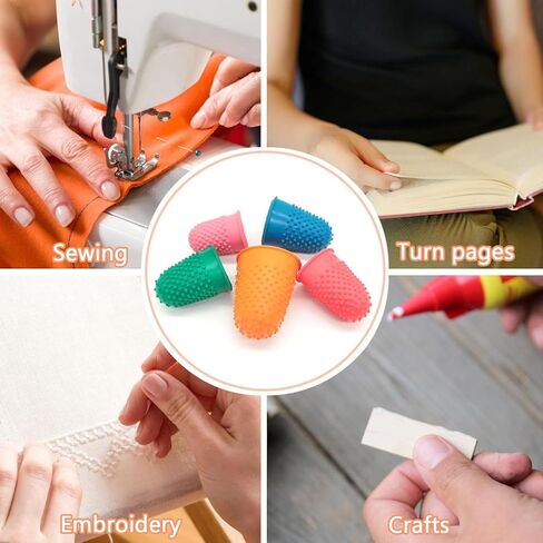 5pcs Rubber Finger Thimbles, 5 Different Sizes Colors Finger Protector Covers Reusable Pads Grips for Paperwork Cutting Embroidery Money Counting Crafts in Saudi Arabia